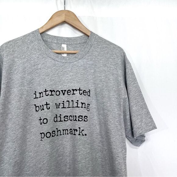 Introverted But Willing to Discuss Poshmark Tee Unisex L - Picture 2 of 4